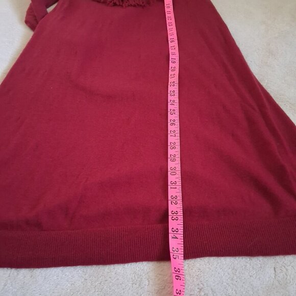 Kate Spade Women's Size XS Dark Red Fringe Wool Blend Sweater A Line Dress - Picture 11 of 11
